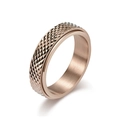 Minimalist rose gold spinner ring featuring a geometric diamond pattern and knurled finish - US 6 / Rose Gold