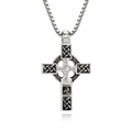 Silver Celtic knot cross pendant in vintage stainless steel with matching bead chain - Pendant With 3mm*60cm Chain / Steel