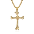 Goldene Knochen-Kreuz-Halskette mit polierter Box-Kette im gotischen Punk-Stil-Design - Gold Halskette mit 3mm*60cm Kette