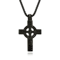 Men's black stainless steel Celtic knot cross pendant necklace with pearl chain - Pendant With 3mm*60cm Chain / Black