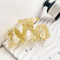 Pale yellow marble textured hair claw clip with elegant wavy design for women - Crystal Yellow Mountain Style 8.7cm
