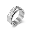 Anillo de acero de titanio estilo neutro con textura de nido de abeja martillada - Talla 7 / Color Acero
