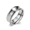 Anillo de ansiedad unisex de acero inoxidable con ranura cóncava y acabado pulido - Talla 7 / Color Acero