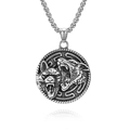 Collier tête de loup Viking nordique vintage avec pendentif en relief en acier inoxydable - Avec Chaîne (60cm) / Acier