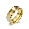 Anillo giratorio minimalista de titanio dorado con acabado pulido y cepillado - Talla 7 / Dorado