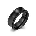 Anillo giratorio minimalista de acero inoxidable negro con textura cepillada y pulido - Talla 7 / Negro