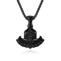 Μενταγιόν Viking Mjölnir σε μαύρο χρώμα με σύμβολο Valknut και αλυσίδα κουτί - Με Αλυσίδα / 60CM / Μαύρο