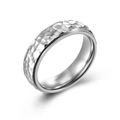 Unisex hammered silver stainless steel ring with textured honeycomb surface on white background - 5# / Steel