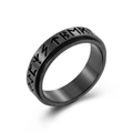 Matte black stainless steel spinning ring with engraved Nordic Viking runes - 5# / Black