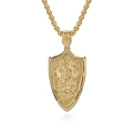 Collar dorado con colgante escudo San Miguel Arcángel y cadena box de acero inox - Colgante Color Dorado con Cadena (K-PT468)