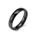 Black 4mm faceted tungsten ring with a polished inner band for a modern unisex look - Size 6 / Black