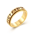 Golden Viking Spinner Ring with Elder Futhark runes and brushed stainless steel finish - 5# / Gold