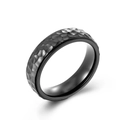 Men's black hammered texture stainless steel ring with a polished inner surface - 5# / Black