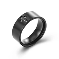 Matte black titanium steel cross ring for men with inlaid sparkling zircon stones - Size 7 / Black