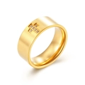 Men's titanium steel cross ring in gold finish with sparkling diamond accents - Size 7 / Gold