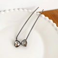 Elegant gun-black U-shaped hair pin featuring a butterfly knot with grey crystal gems - Gun Black Grey Crystal