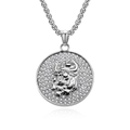 Silver Taurus zodiac medallion pendant necklace with cubic zirconia and box chain - Silver Taurus (Pendant Only (Without Chain))