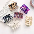 Five-piece set of large square tortoiseshell and marble patterns acrylic claw hair clips - 5 Color Mixed Styles (DZ-A018)