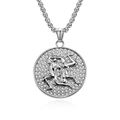 Silver-toned 12 zodiac pendant necklace with full diamond inlay and classic art relief - Silver Gemini (Pendant Only (Without Chain))