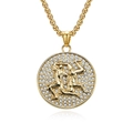 Gold plated Gemini zodiac medallion necklace with pavé crystals and box chain - Gold Gemini (Pendant Only (Without Chain))