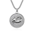 Silver zodiac Cancer pendant necklace with sparkling cubic zirconia on box chain - Silver Cancer (Pendant Only (Without Chain))