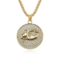 Gold plated coin necklace with Scorpio relief and pavé diamonds on a box chain - Gold Cancer (Pendant Only (Without Chain))