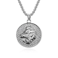 Silver Leo zodiac pendant necklace with sparkling rhinestones on a square box chain - Silver Leo (Pendant Only (Without Chain))