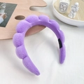 Diadema de felpa morada con diseño ondulado grueso y etiqueta hecha a mano - Morado