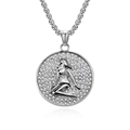 Silver zodiac pendant necklace with crystal pavé and box chain for hip hop styling - Silver Virgo (Pendant Only (Without Chain))