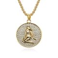Golden Virgo zodiac necklace with sparkling crystal inlay and round medallion pendant - Gold Virgo (Pendant Only (Without Chain))