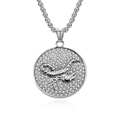 Silver iced out zodiac necklace with Scorpio pendant and box chain for hip hop style - Silver Scorpio (Pendant Only (Without Chain))