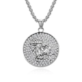 Silver Sagittarius zodiac medallion pendant with full crystals on a sturdy box chain - Silver Sagittarius (Pendant Only (Without Chain))