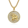 18K gold plated stainless steel Sagittarius zodiac necklace with pavé crystal round pendant - Gold Sagittarius (Pendant Only (Without Chain))