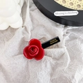 Fermaglio per capelli con rosa rossa in acetato e scritta dorata fatta a mano - Rosso
