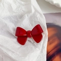 Exquisite dark red acetate bow hair clip with high-gloss finish for a sweet girls' style - Red 4.3cm