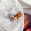 Elegant blue marble acetate bow hair clip with a sweet minimalist design for women - Oil Painting Brown 4.3cm
