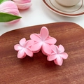 Pince à cheveux fleurie rose mat avec dégradé élégant pour une coiffure d'été - Rose 9.5cm