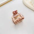 Chic red and khaki checkerboard hair claw clip with vintage rectangle hollow design - Retro 5CM