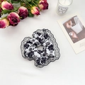 Eleganter Haargummi mit schwarz-weißem Blumenmuster, Spitze und hoher Elastizität - Schwarze Spitzenkante