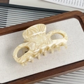 Elegante pinza per capelli grande in acetato con trama marmorizzata panna e avorio - Bianco Sporco