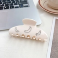 Elegante pinza per capelli in acetato bianco crema con strass a luna per acconciature - Luna Caffellatte / 10cm