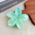 Pinza para el pelo de flor con textura de mármol verde menta y blanco en resina - Cian (7.7CM)