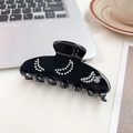 Molla per capelli in acetato nero lucido con strass a mezzaluna per acconciature - Luna celeste nera / 10cm