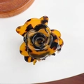 Elegant rose shaped tortoiseshell hair claw clip with glossy amber acetate finish - 4.5CM / Coffee Tortoise Shell