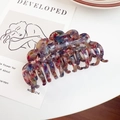 Elegant tortoiseshell acetate hair claw clip with colorful marble pattern for thick hair - 8.8cm / Blue and Purple