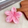 Pinza para el pelo con forma de flor rosa y textura de mármol para niñas estilo crema - Rosa Crema (7.7CM)