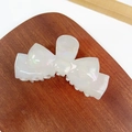 Parelwitte acetaat haarclip met strik voor elegante kapsels en haarstijlen in knot - 11cm / Zeemeermin Wit