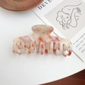 Elegant marble pattern hair claw clip with pink and beige tortoise shell finish - Floral Red 8.7CM