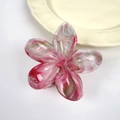 Pinza per capelli a fiore in resina marmorizzata rosa e verde con finitura lucida - Verde Oliva (7.7CM)