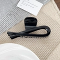 Elegant large black glossy claw clip with minimalist cross design for thick hair - Bright Black